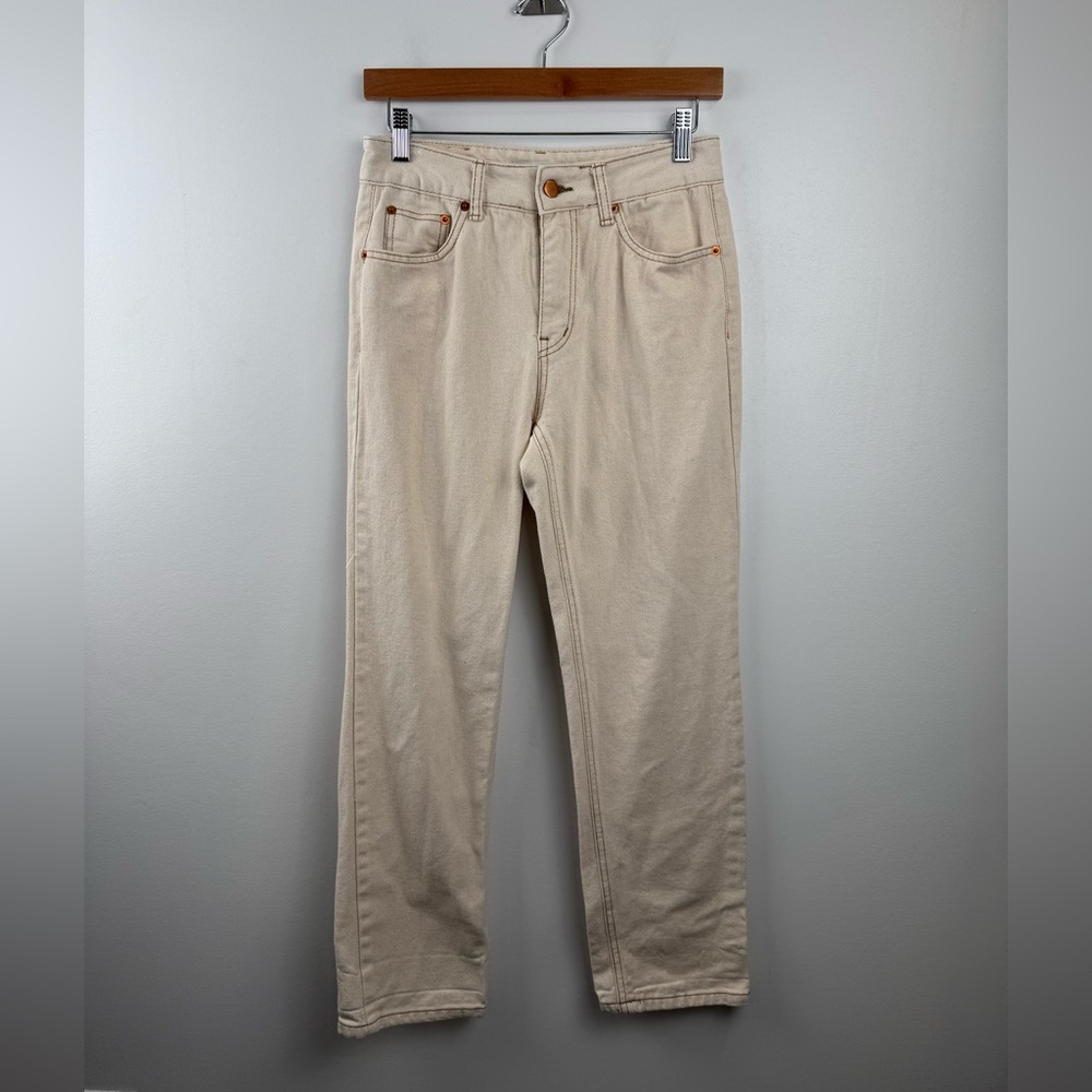KINDERSALMON Women Beige Straight Leg Pant Size 1 Small